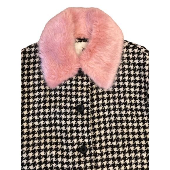 COPY - Kate Spade houndstooth wool coat detachable pink fur collar lined NWOT s… - Picture 9 of 15